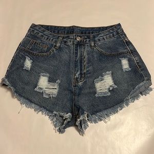Ripped denim shorts